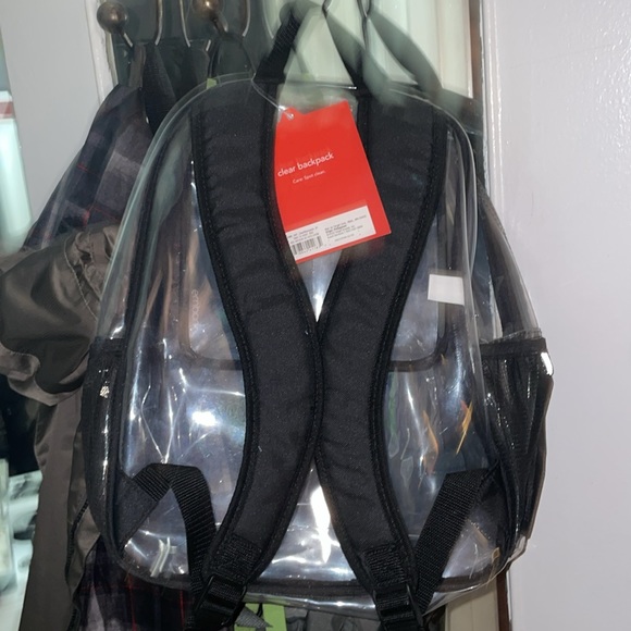NWT Clear Plastic Backpack by EMBARK Black outline on nearly transparent bag. - Picture 4 of 6